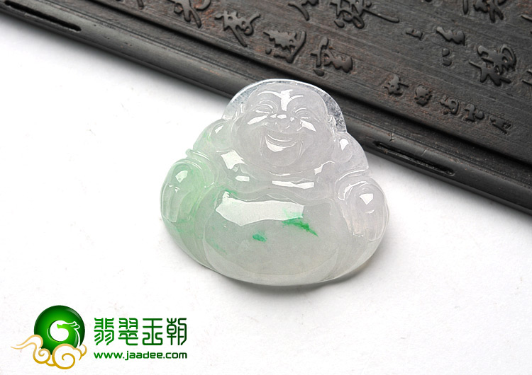冰种春带彩缅甸翡翠A货玉佛挂件