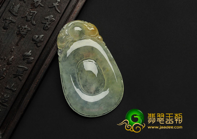 冰种黄翡缅甸翡翠A货福在眼前挂件