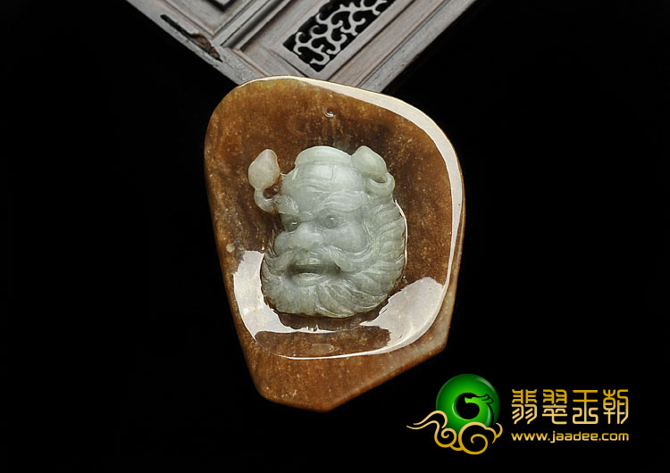 细糯种褐黄翡缅甸翡翠A货钟馗挂件