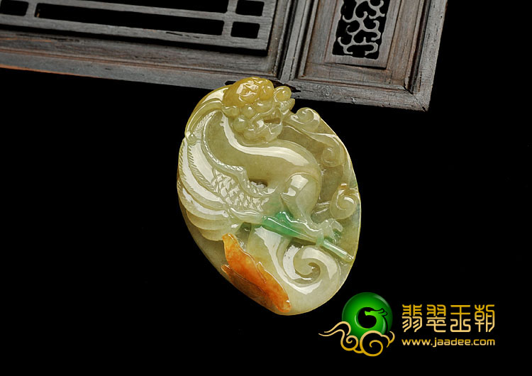 糯冰种黄加绿缅甸翡翠A货金榜题名挂件