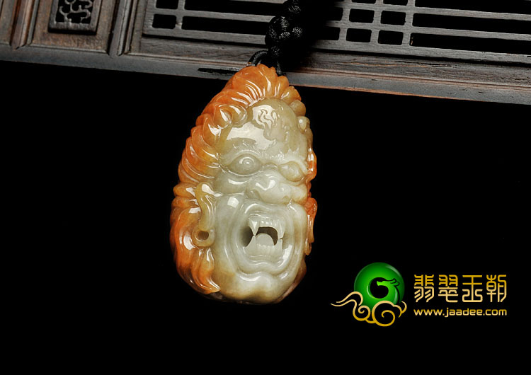 细糯种褐红翡缅甸翡翠A货红鬼头挂件