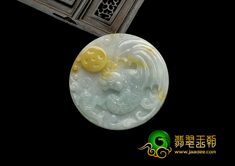 糯冰种黄翡缅甸翡翠A货蝙蝠挂件