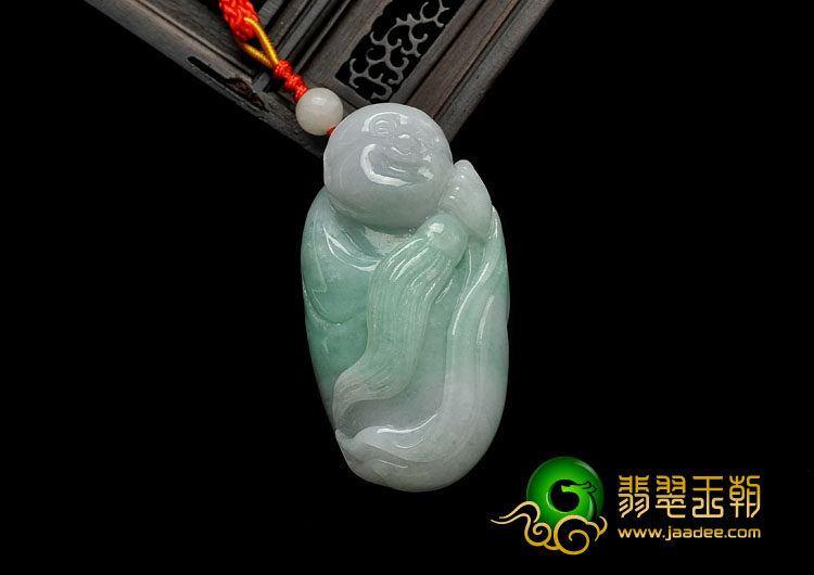 糯冰种豆色缅甸翡翠A货童子挂件