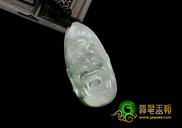 糯冰种飘花缅甸翡翠A货鬼头挂件