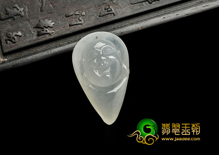 冰种淡晴水缅甸翡翠A货佛头挂件