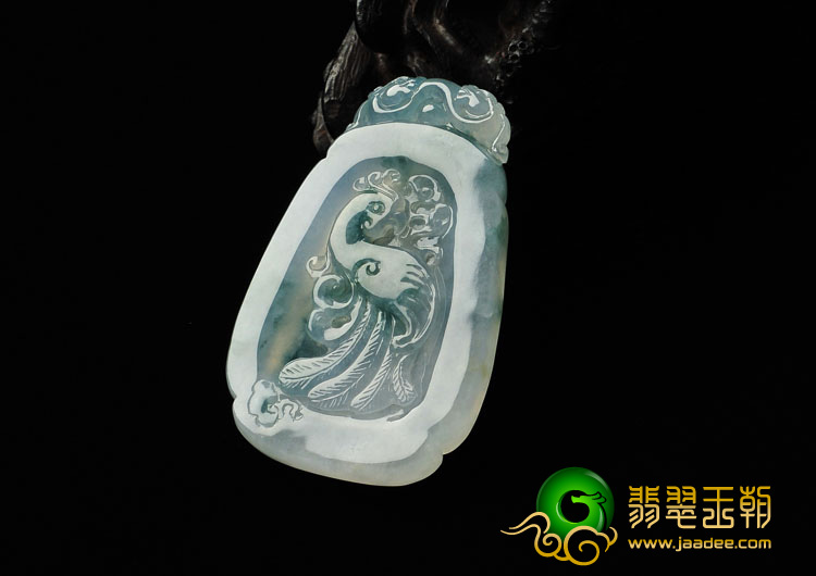 冰种飘花缅甸翡翠A货凤舞九天挂件