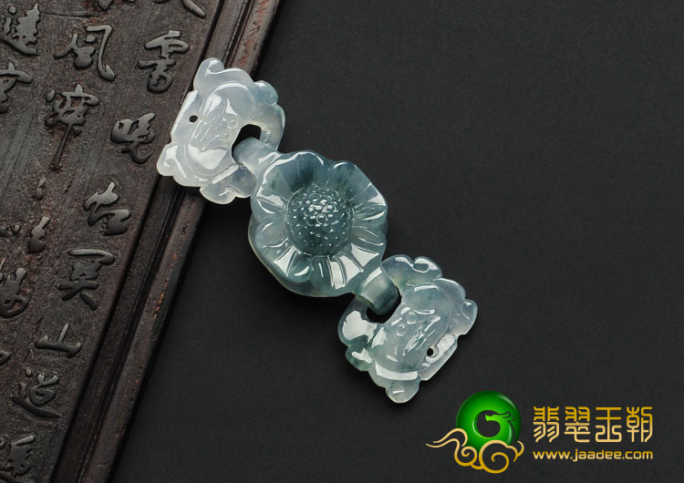 冰种飘花缅甸翡翠A货花链挂件