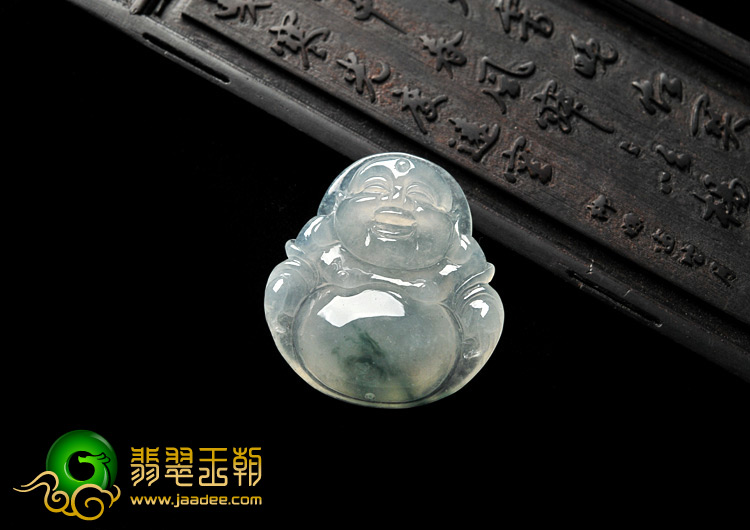 冰种飘花缅甸翡翠A货玉佛挂件