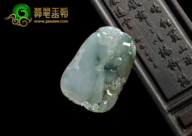 冰种淡黄翡飘花缅甸翡翠A货福寿如意挂件