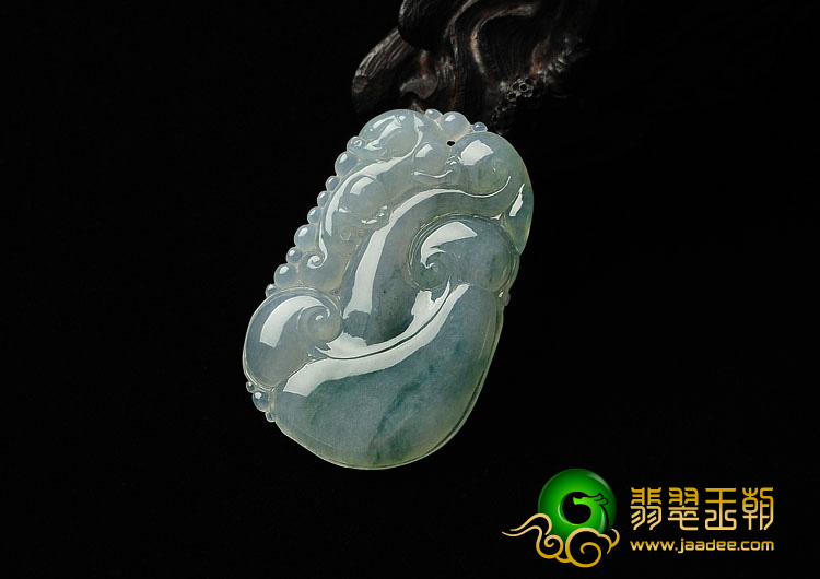 冰种飘花缅甸翡翠A货如意寿挂件