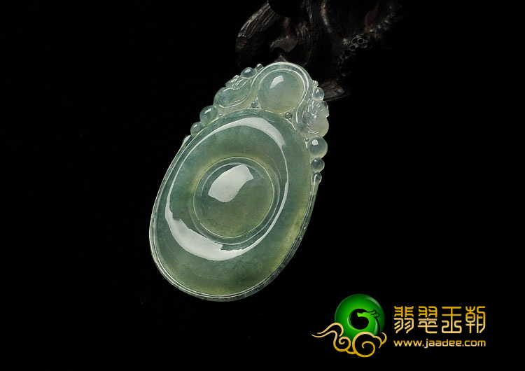 冰种晴水缅甸翡翠A货双龙如意挂件