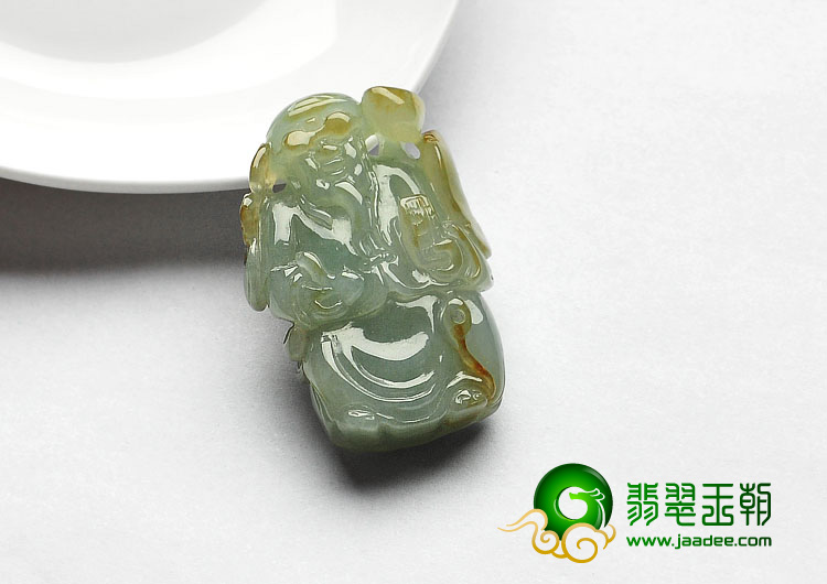 糯冰种晴水黄翡缅甸翡翠A货神算子挂件