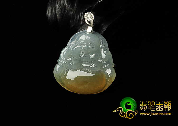 冰种黄翡缅甸翡翠A货玉佛挂件