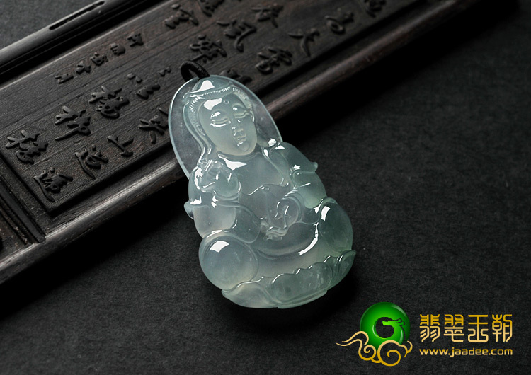 冰玻种晴水缅甸翡翠A货观音挂件