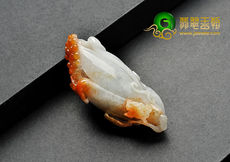 糯冰种红翡缅甸翡翠A货玉兰花挂件