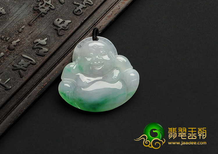 糯冰种飘翠缅甸翡翠A货玉佛挂件