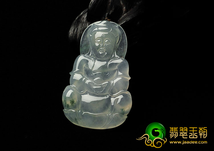 冰种飘花缅甸翡翠A货观音挂件