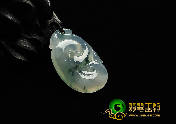 冰种飘花缅甸翡翠A货如意挂件