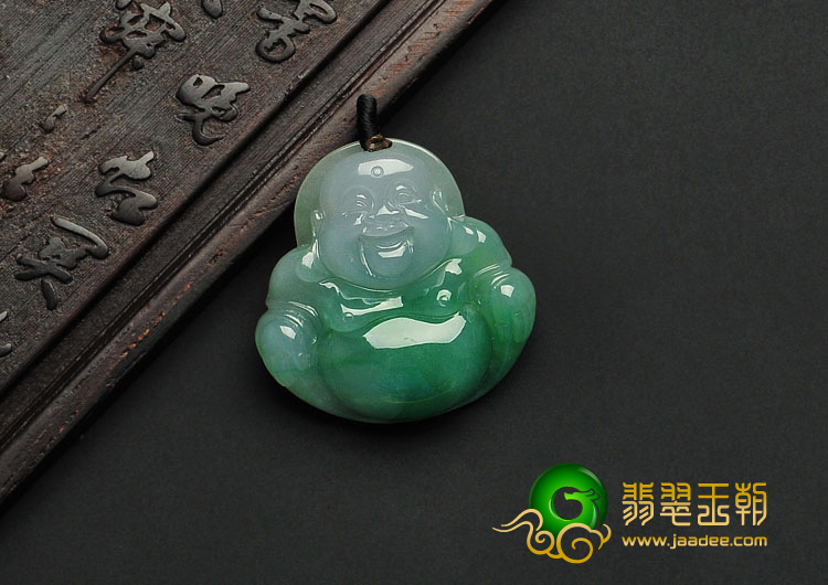 糯冰种翠色缅甸翡翠A货玉佛挂件