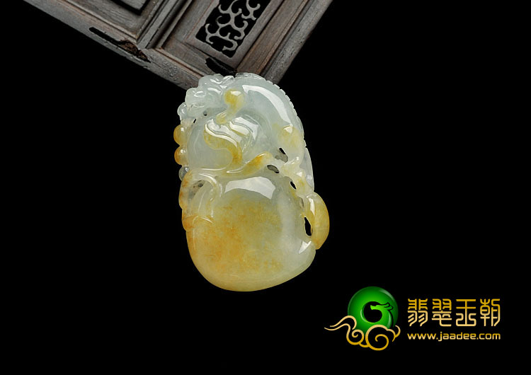 糯冰种黄翡缅甸翡翠A货福禄寿挂件
