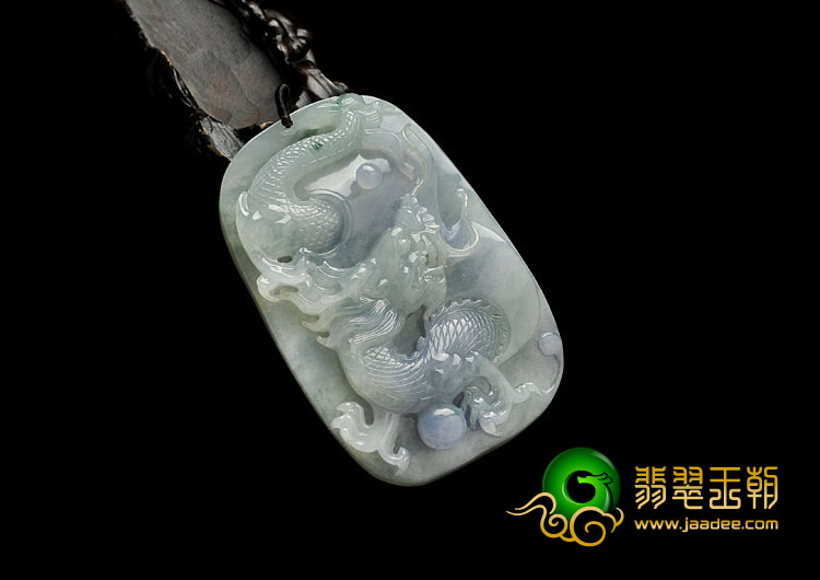 糯冰种紫罗兰略飘花缅甸翡翠A货龙牌挂件