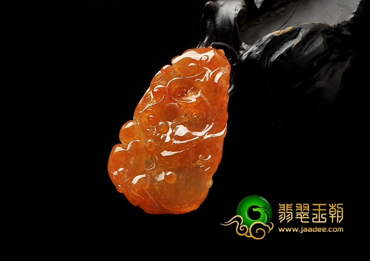 糯冰种红黄翡缅甸翡翠A货金玉满堂挂件
