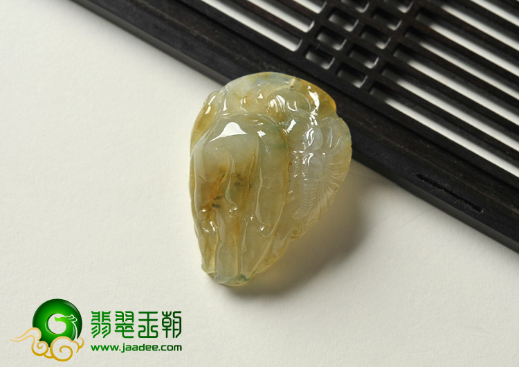 冰种黄翡飘花缅甸翡翠A货佛手挂件