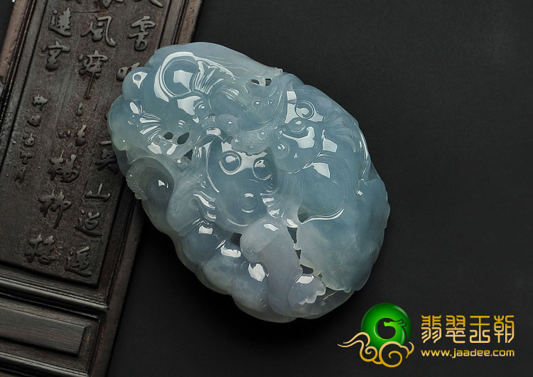冰种蓝晴水缅甸翡翠A货金玉满堂手玩件