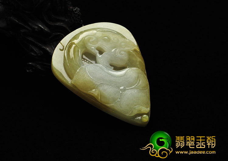 糯冰种褐黄翡缅甸翡翠A货仿古龙挂件
