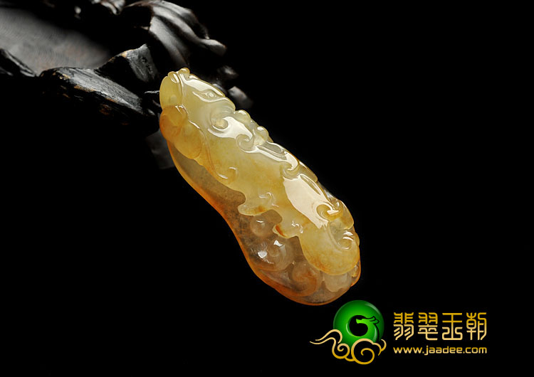 冰种黄翡缅甸翡翠A货凤来仪挂件