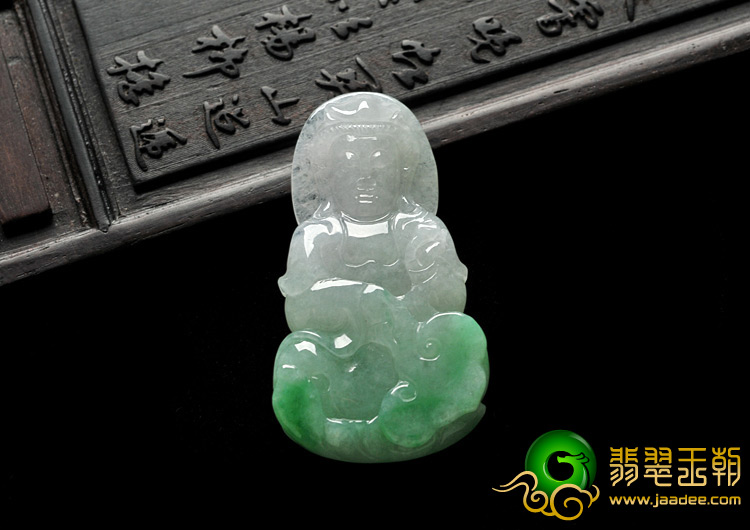 糯冰种飘翠缅甸翡翠A货观音挂件
