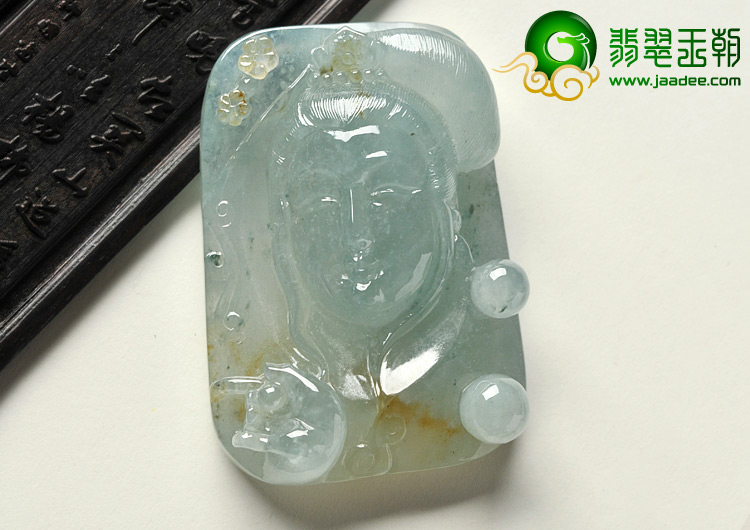 冰种晴水黄翡缅甸翡翠A货观音头挂件