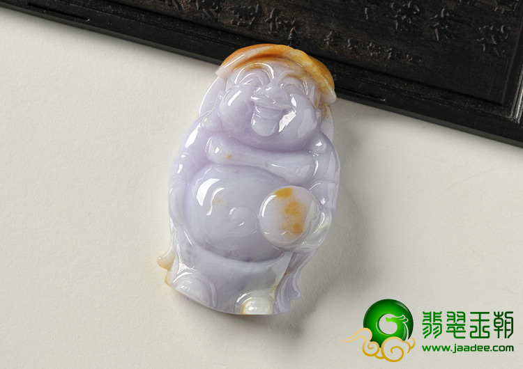 糯冰种紫罗兰黄翡缅甸翡翠A货绍海佛挂件