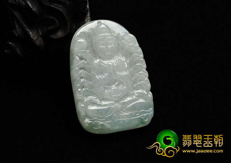 糯冰种晴水缅甸翡翠A货千手观音挂件