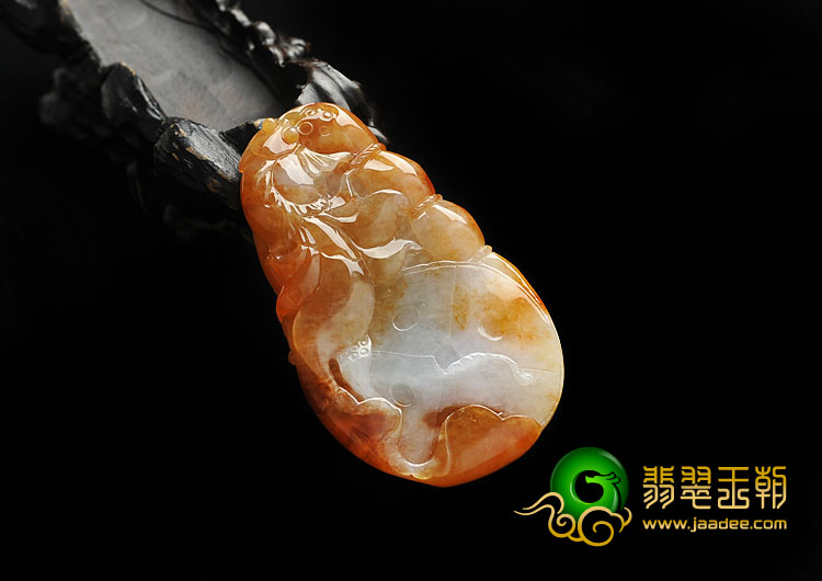 糯冰种红黄翡缅甸翡翠A货年年有余挂件