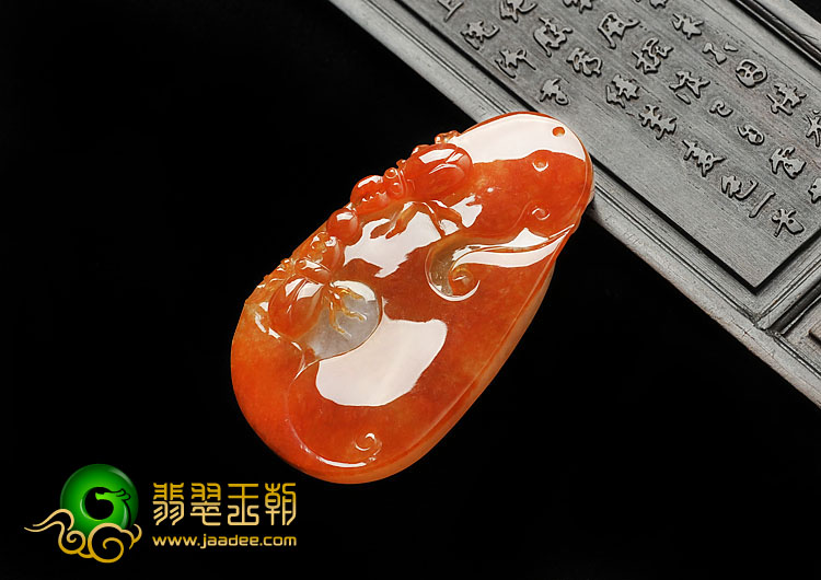 糯冰种红黄翡缅甸翡翠A货富甲天下挂件