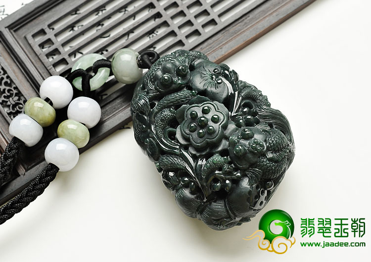 糯冰种墨翠缅甸翡翠A货金玉满堂手玩件