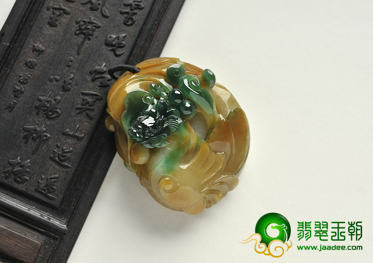 糯冰种黄加绿缅甸翡翠A货龙行如意挂件