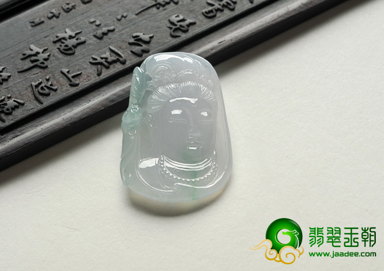 冰种晴水缅甸翡翠A货观音头挂件