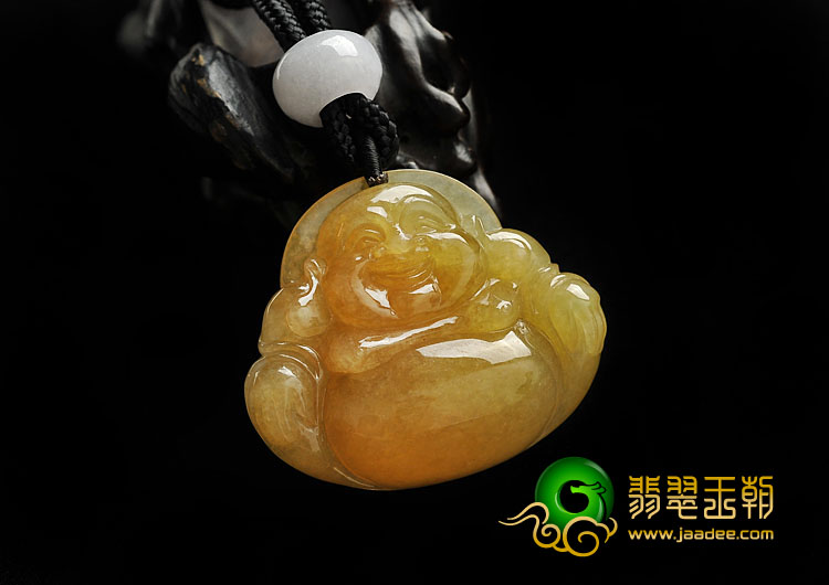 冰种黄翡缅甸翡翠A货玉佛挂件