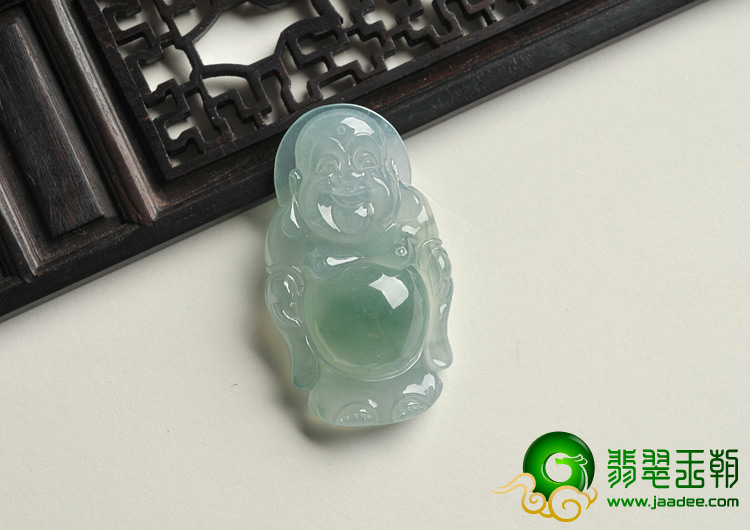 冰种晴水缅甸翡翠A货站佛挂件