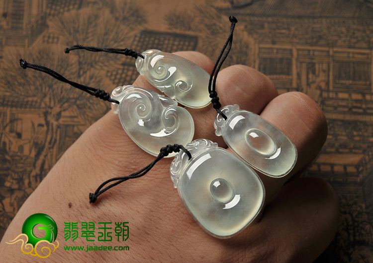 冰玻种晴水缅甸翡翠A货如意福在眼前挂件（一批走）