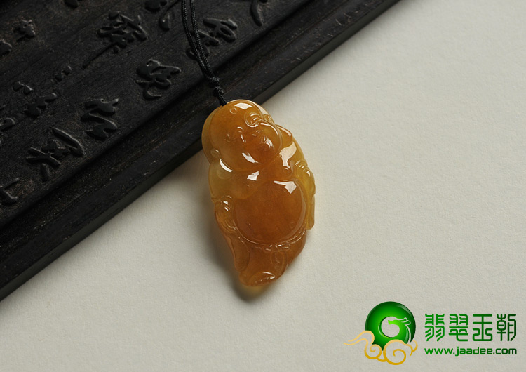 糯冰种红黄翡缅甸翡翠A货逍遥佛挂件