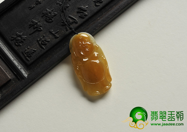 糯冰种红黄翡缅甸翡翠A货站佛挂件