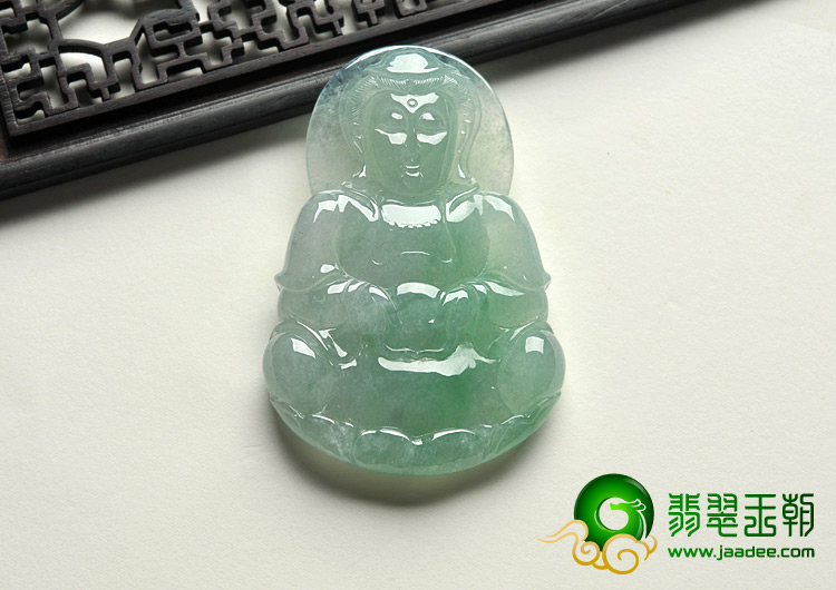 冰种晴水缅甸翡翠A货观音挂件