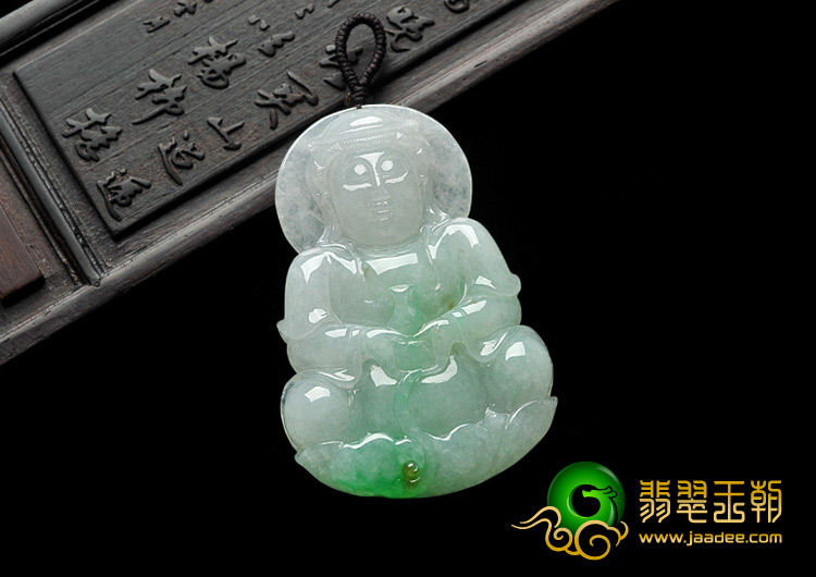 糯冰种飘翠缅甸翡翠A货观音挂件
