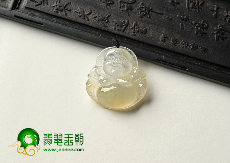 冰玻种淡黄翡缅甸翡翠A货玉佛挂件