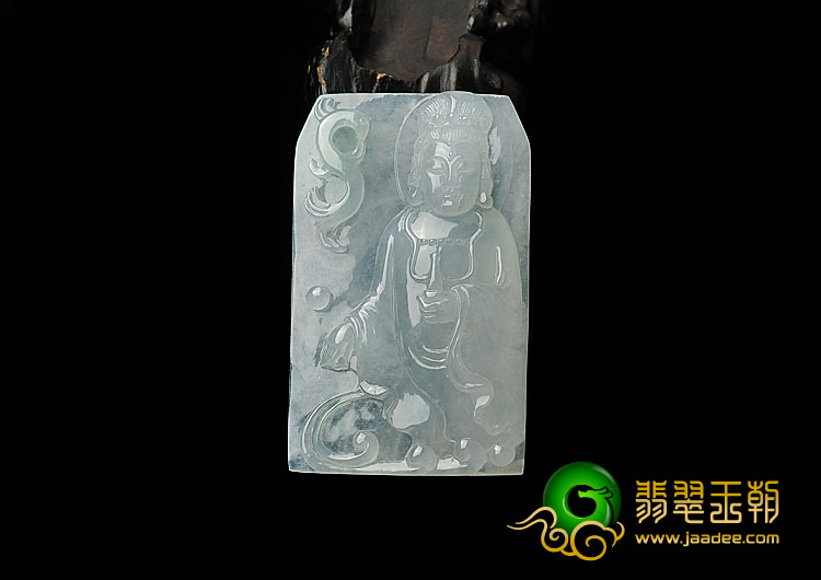 冰种淡晴水缅甸翡翠A货观音挂件