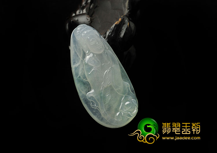冰种淡晴水缅甸翡翠A货观音挂件
