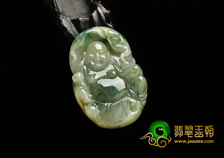 冰种飘花缅甸翡翠A货玉佛挂件